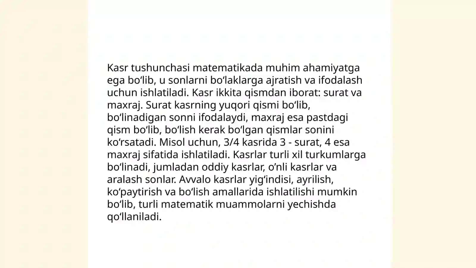 Onli kasrlar va ular ustida arifmetik amallar bajarish algoritmi 3
