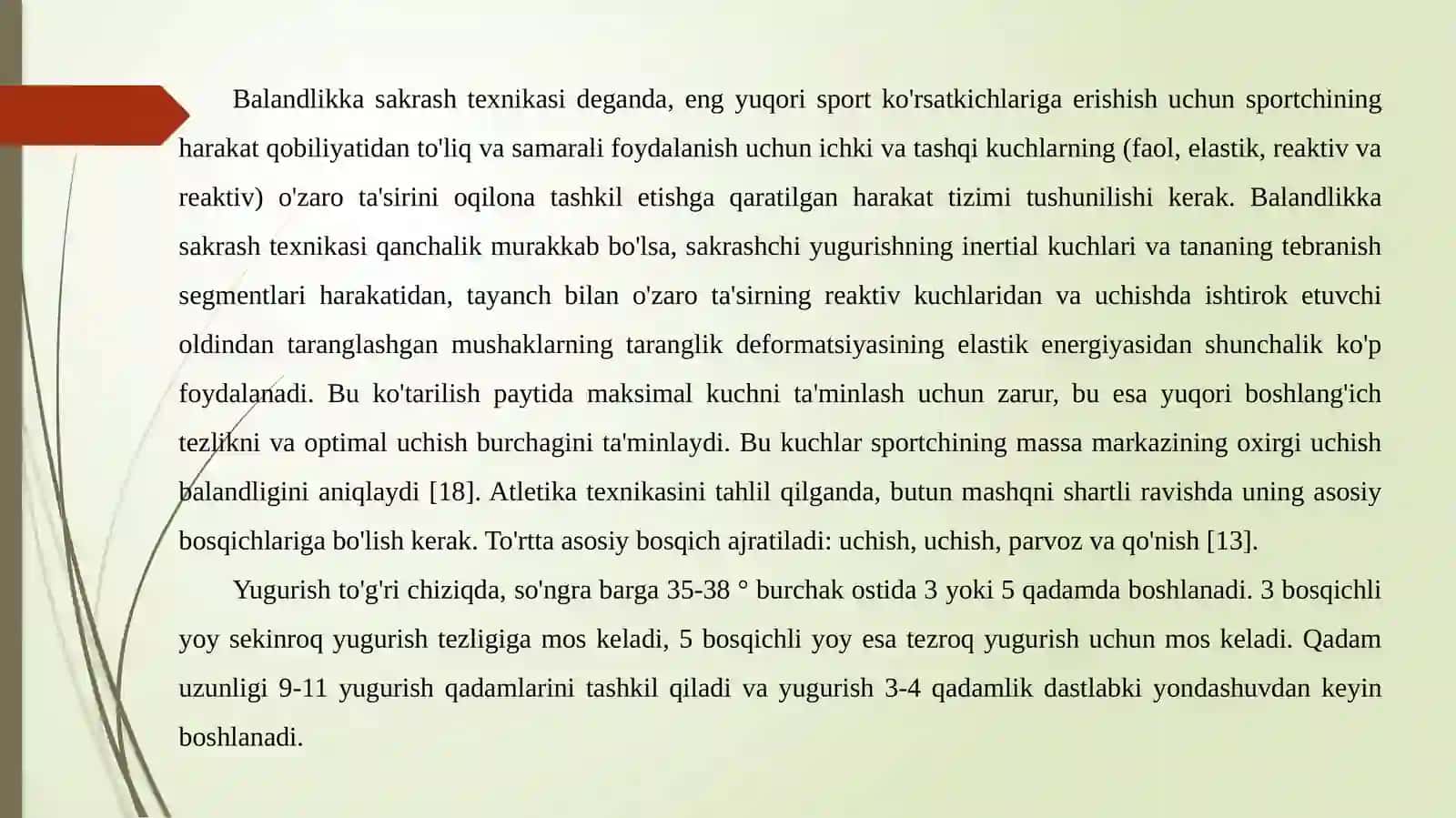 Balandlikka sakrash texnikasini oʻrgatish metodikasi 3
