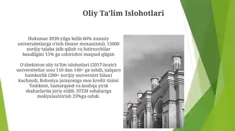 O'zbekiston Respublikasida ta'lim sohasida amalga oshirilgan islohotlar 3