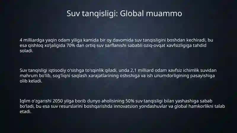 Suv tanqisligi: Global muammo 3