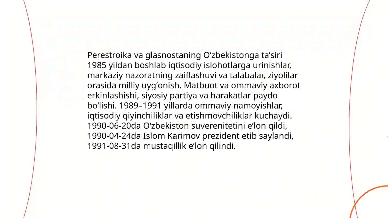Perestroika va glasnostaning Oʻzbekistonga taʼsiri 3
