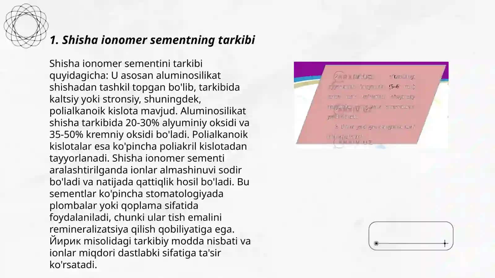 SHISHA IONOMER SEMENT. XUSUSIYATLARI VA QOʻLLANILISHI 3