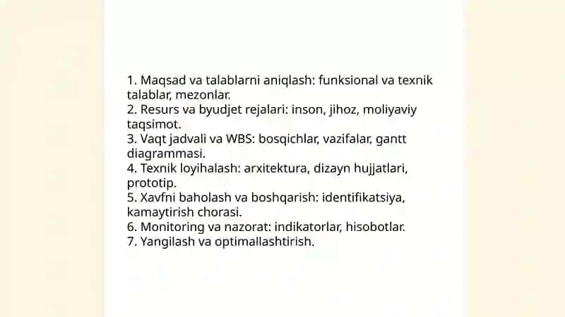 Tuzilish va loyihalarni boshqarish funksiyalari 3