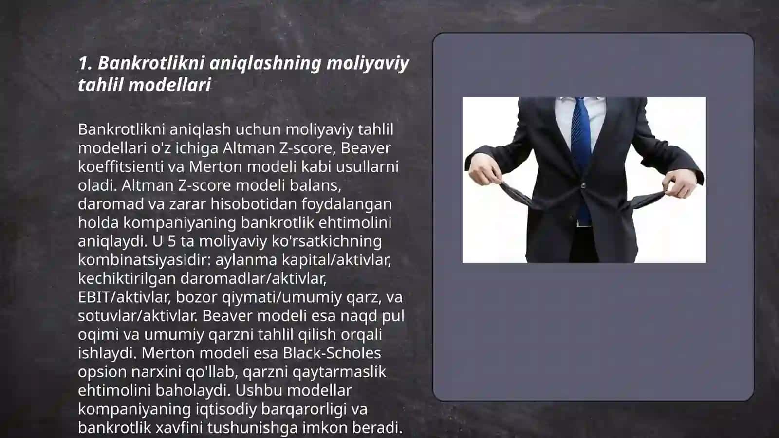 Bankrotlikni aniqlashning turli modellari 3