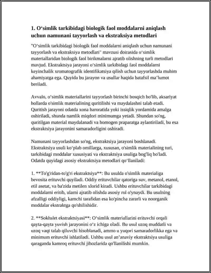 OʻSIMLIK TARKIBIDAGI BIOLOGIK FAOL MODDALARNI XROMATOGRAFIK IDENTIFIKATSIYALASH USULLARI 3