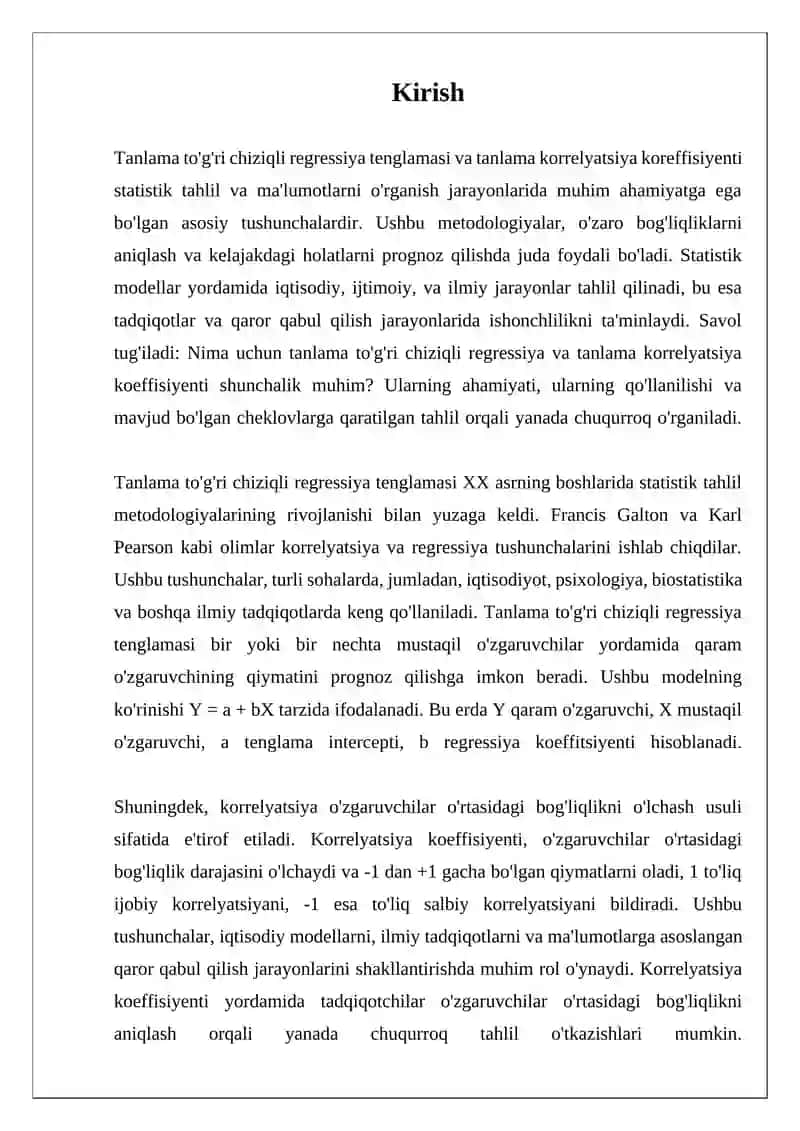 Tanlama to'g'ri chiziqli regressiya 3