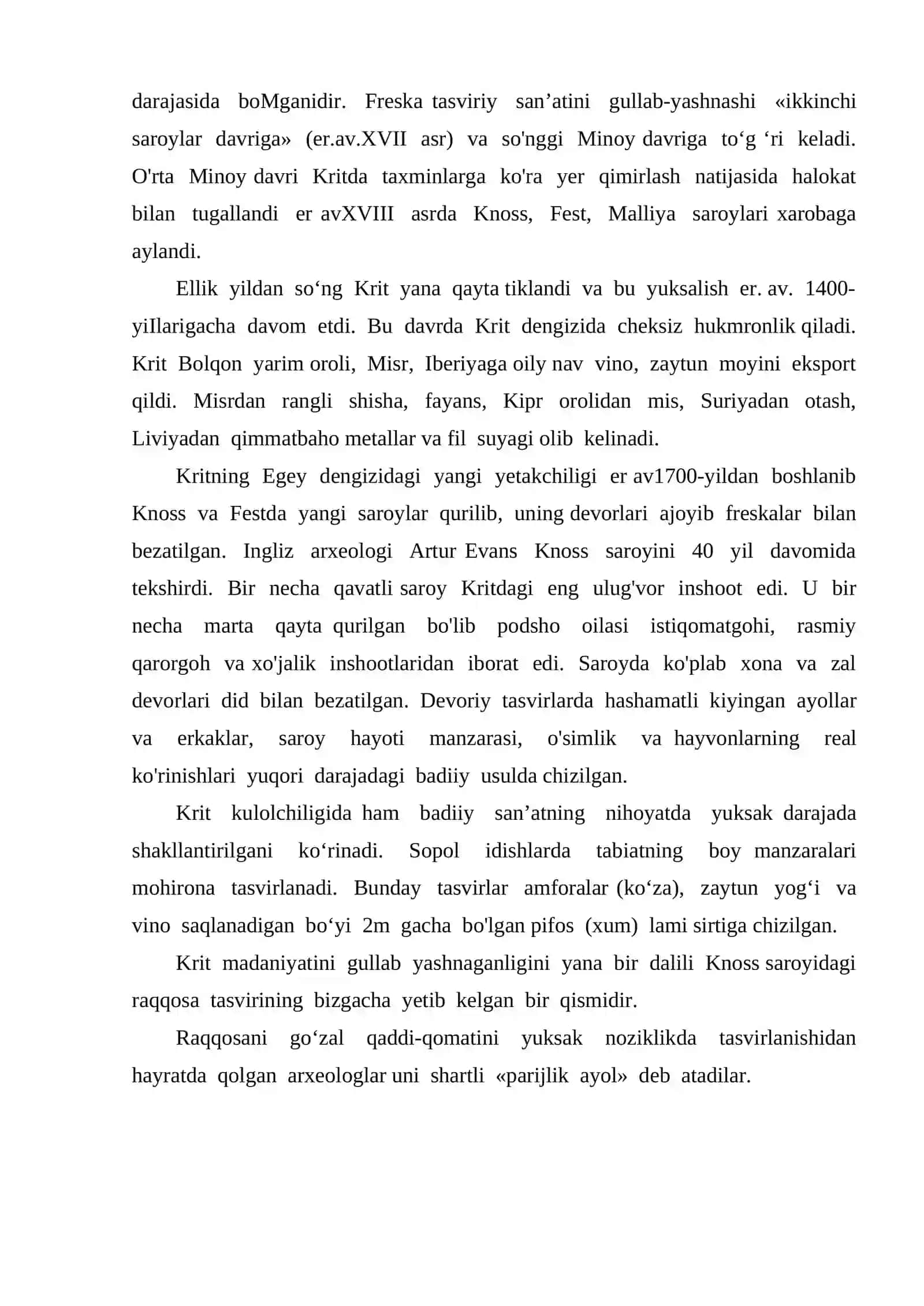 Miloddan avvalgi II ming yillikda Yunoniston Krit Miken jamiyati rivojlanishi xususiyati 3