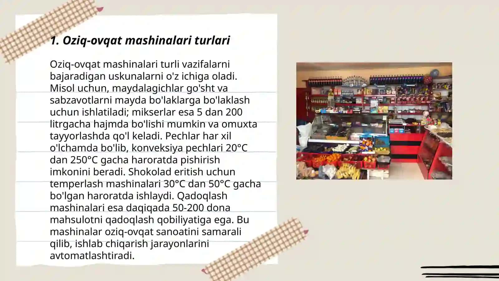 Oziq-ovqatda ishlatiladigan mashinalarning shakllanishi va nomenklaturaning qisqarishi 3