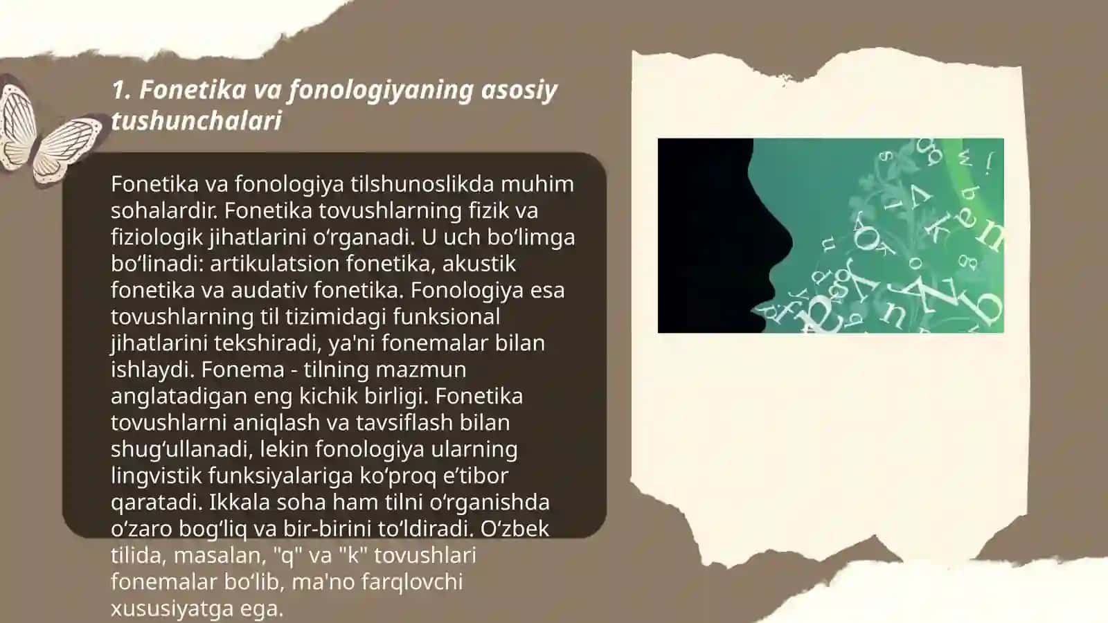 Fonetika va fonologiya; nutq apparati, ona tilining tovush tizimi 3