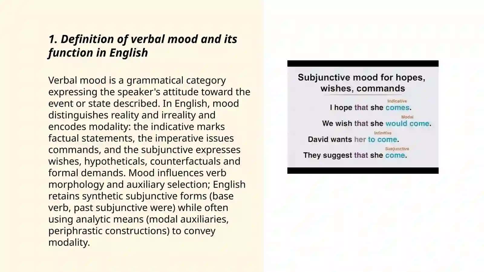 The category of mood in the verb. Synthetic and analytical ways of forming the Subjunctive mood 3