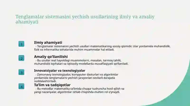 Tenglamalar sistemasini yechish usullari 3