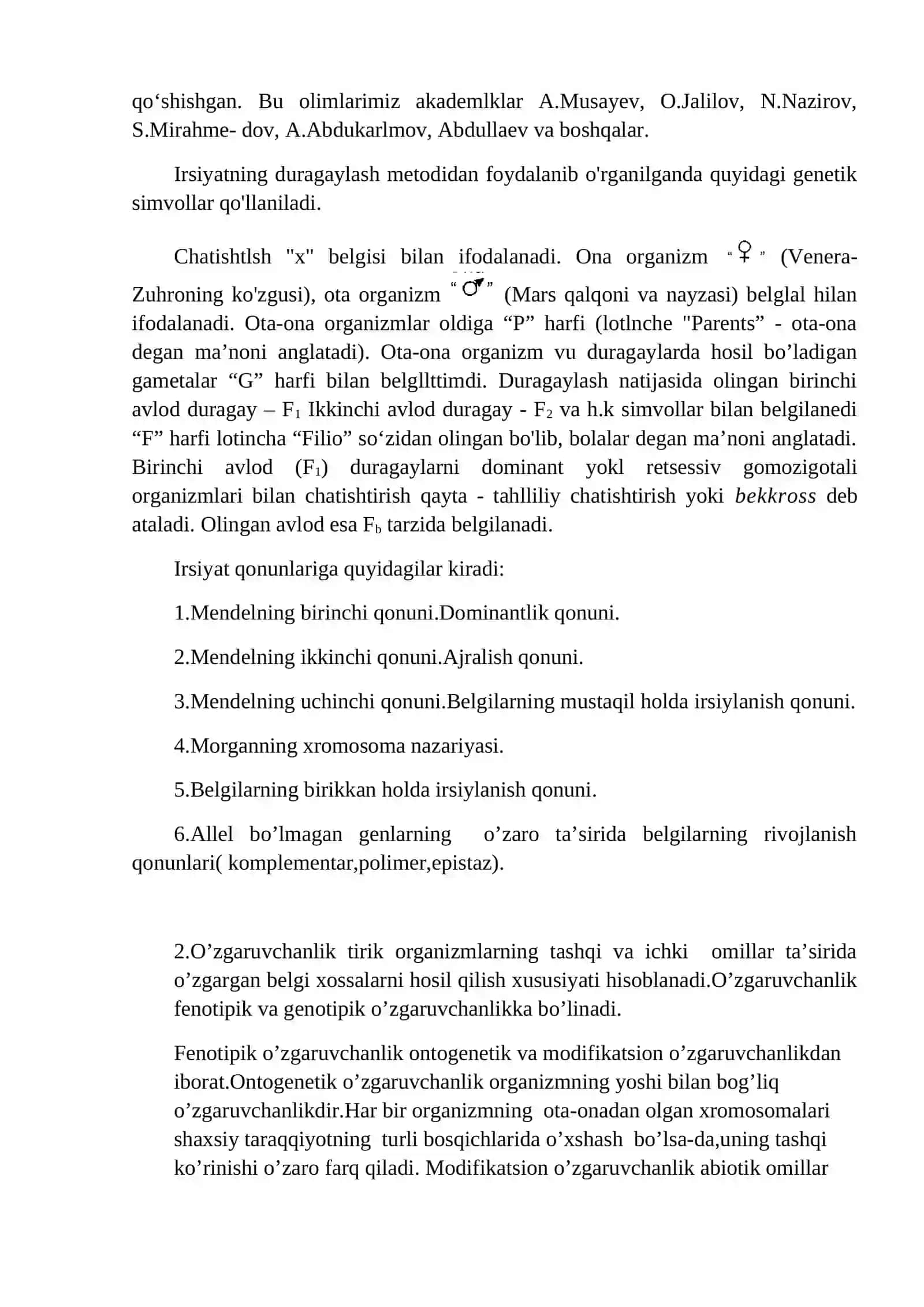 Irsiyat va o’zgaruvchanlik qonuniyatlari 3