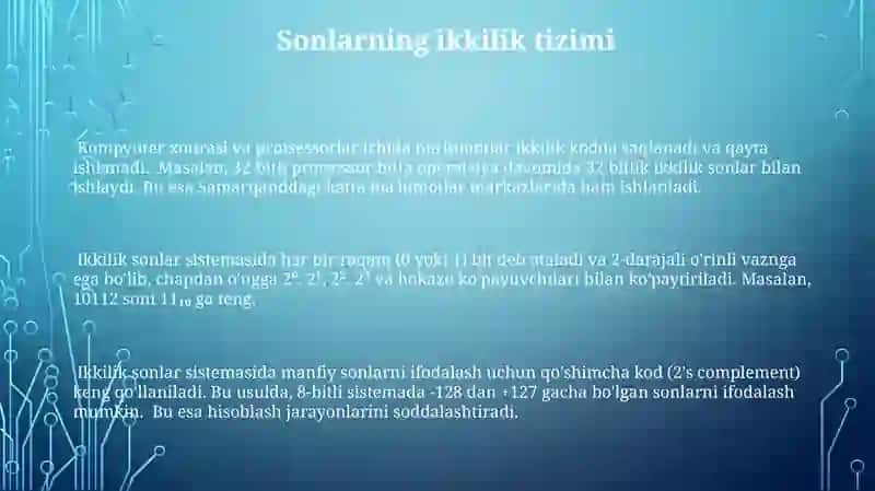 Kompyuterlarning arifmetik asoslari 3