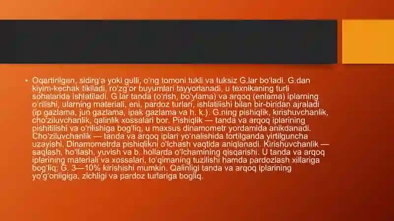 O'zga o'z xususiyatli gazlamalar 3