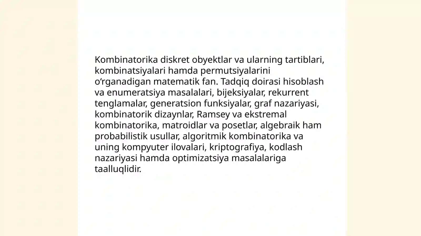 Kombinatorika fani va rivojlanish tarixi bosqichlari 3