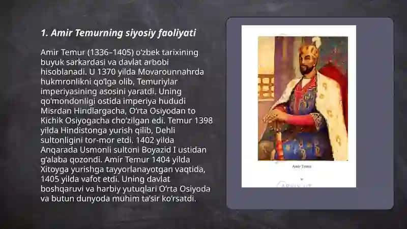 Amir Temur va temuriylar davrida O'rta Osiyoning o'rganilishi 3