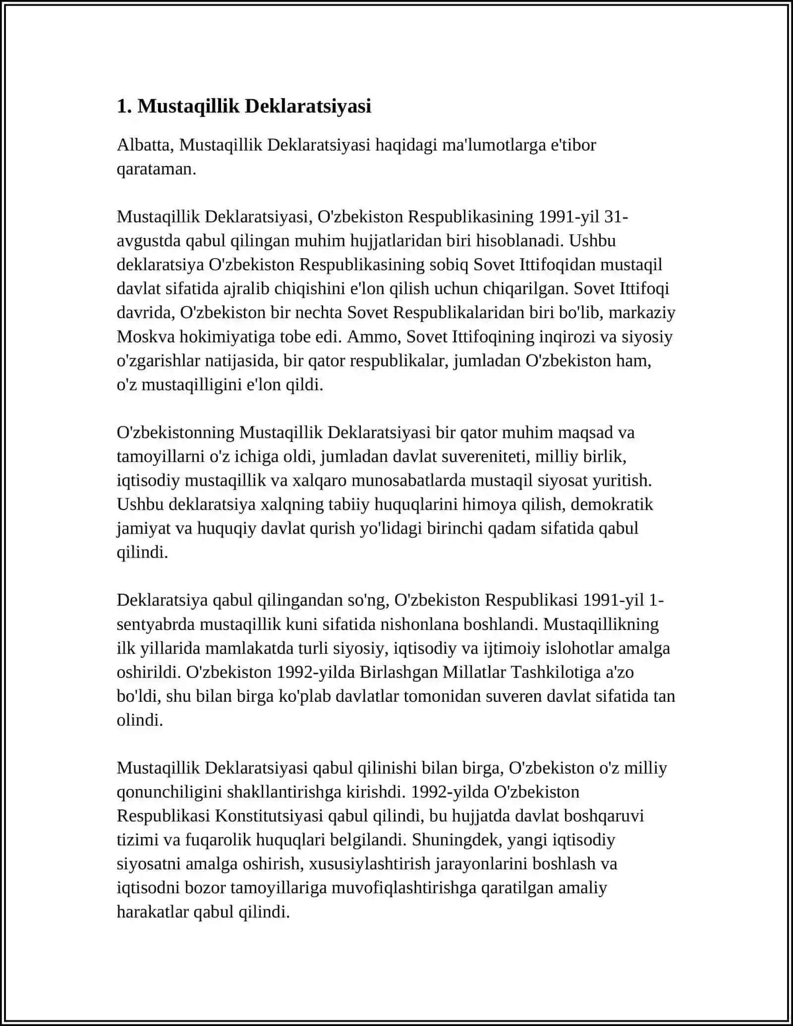MUSTAQILLIKKA ERISHGAN OʻZBEKISTON 3