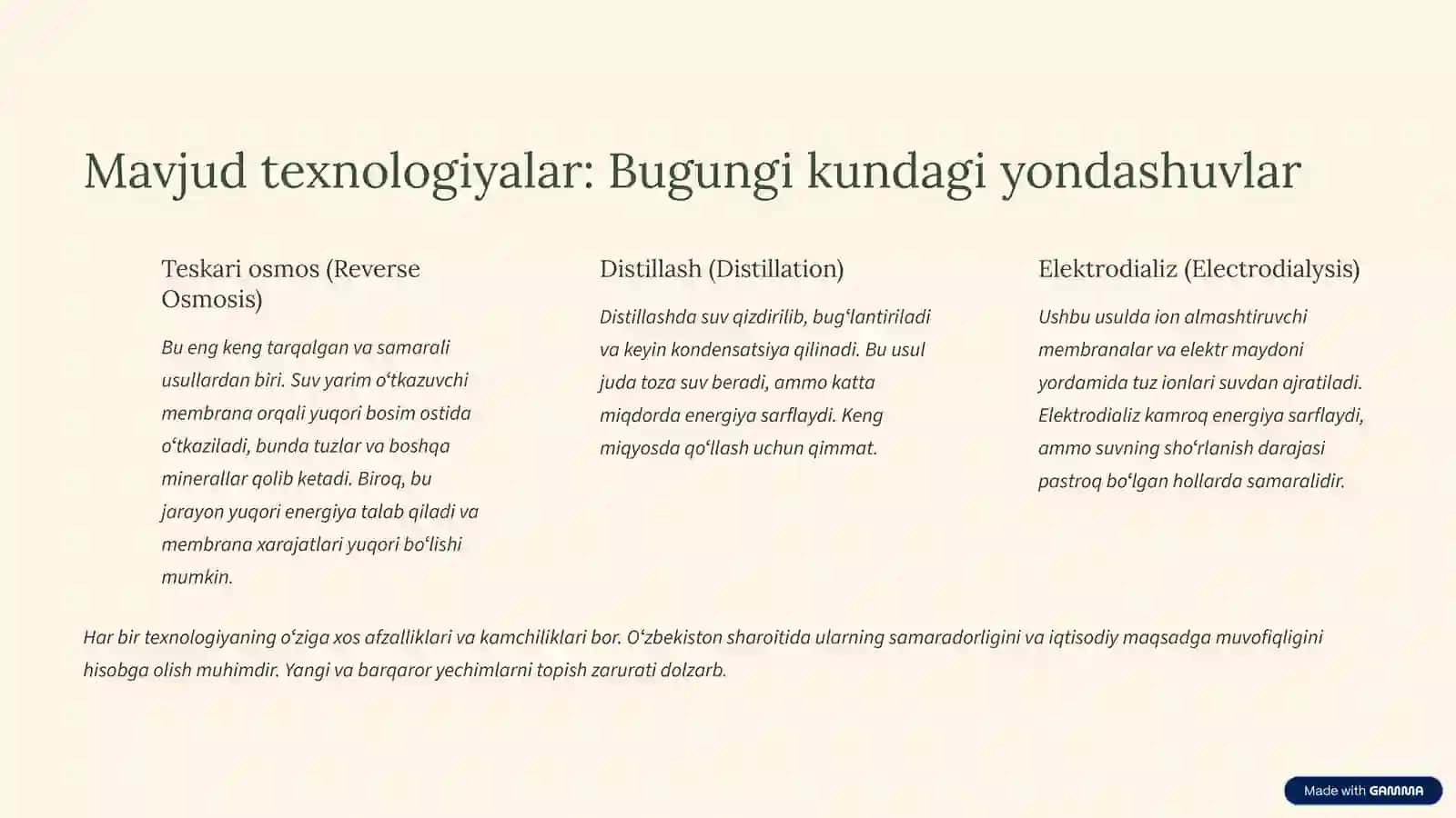 Shoʻr suvlarni chuchuklashtirish: Kelajak uchun yechimlar 3