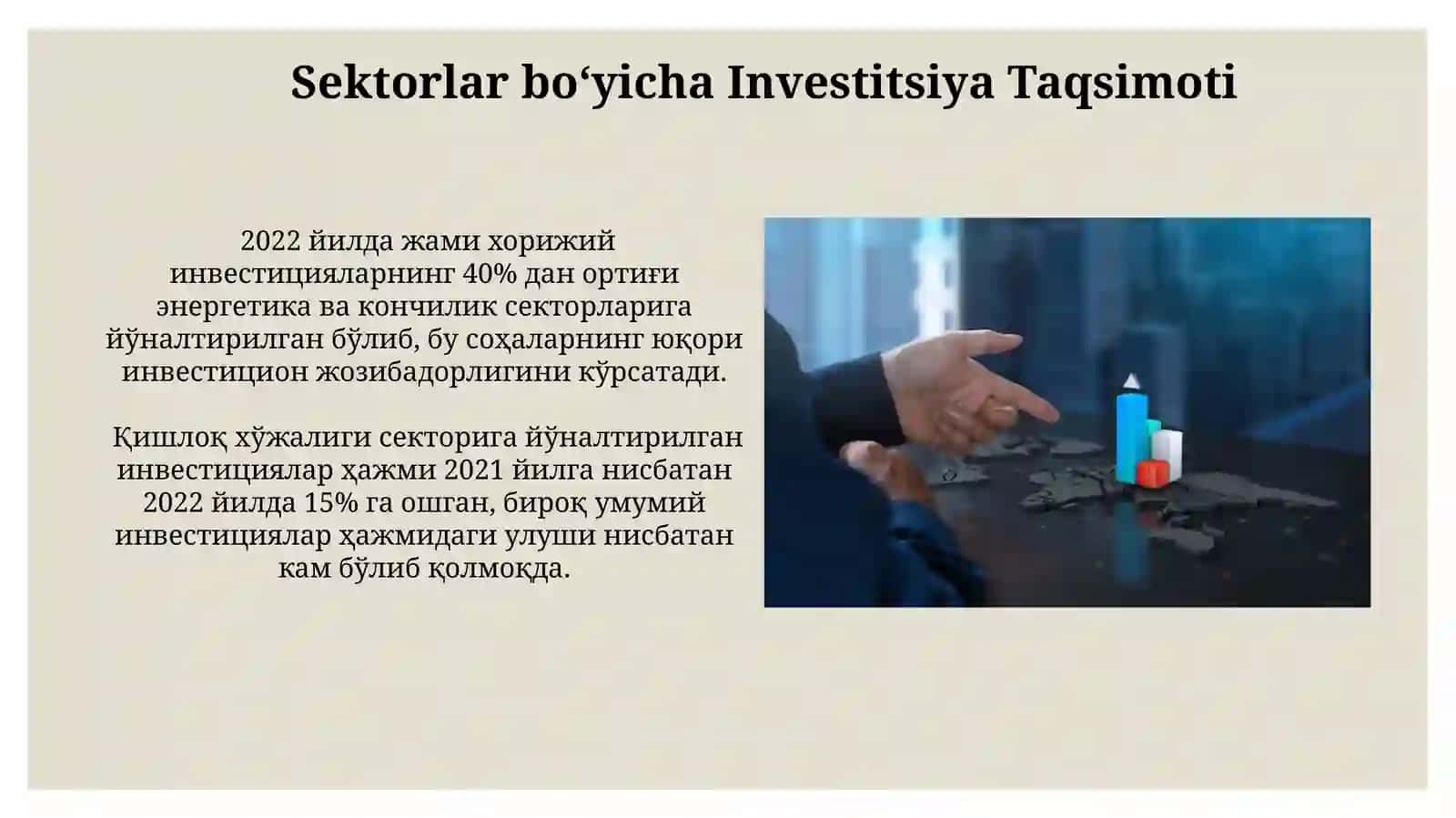 Xalqaro moliya instutlarining O‘zbekistonda amalga oshirgan investitsiyalar va samaradorligi tahlili 3
