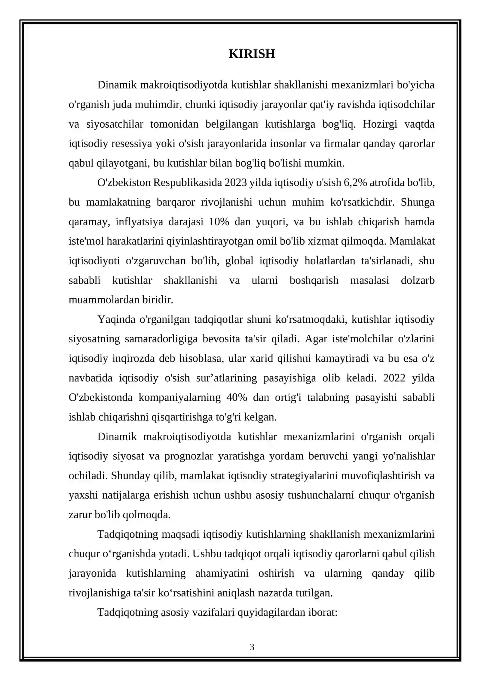 Dinamik makroiqtisodiyotda kutishlar shakllanishi mexanizmlari 3