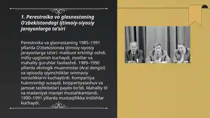 Mustaqillikka erishish arafasida O‘zbekistondagi ijtimoiy-siyosiy jarayonlar 3