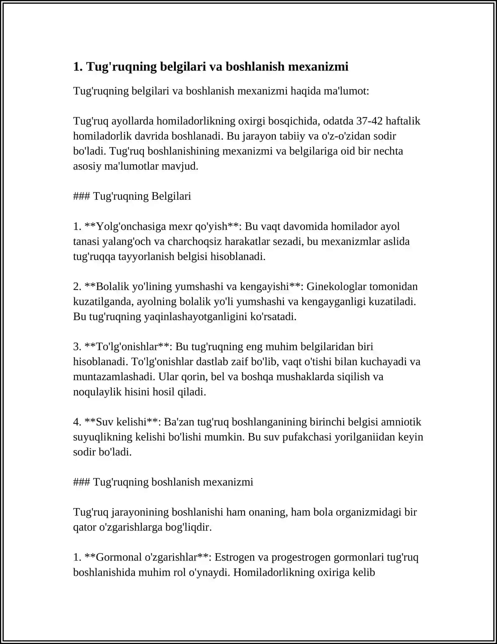 TUG'RUQ. ORGANIZIMNING TUG'RUQQA TAYYORLIGINI BAXOLASH. TUG'RUQ DAVRLARI 3
