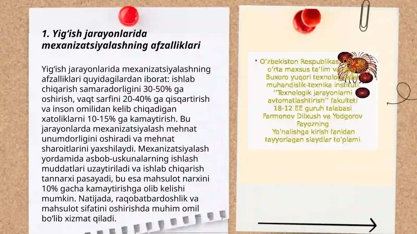 Yigʻish jarayonlari mexanizatsiyalash va avtomatlashtirish 3