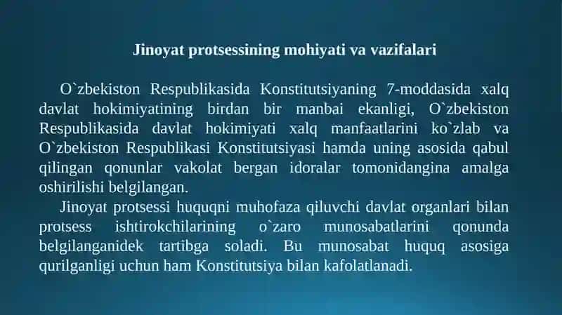 Jinoyat protsessi tushunchasi va vazifalari 3