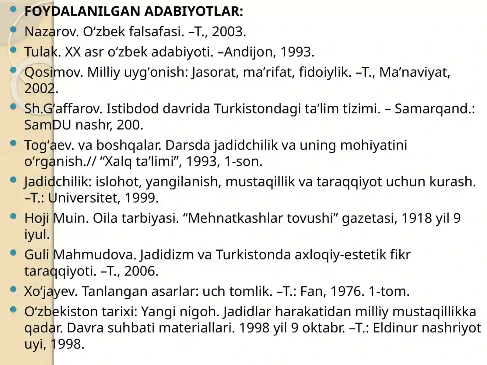 Jadidchilik-yangi fikr va ijtimoiy qarashlarning shakllanishi. 3