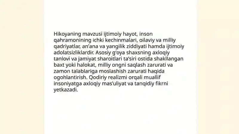 Abdulla Qodiriy hikoyalaridan biri tahlili 3