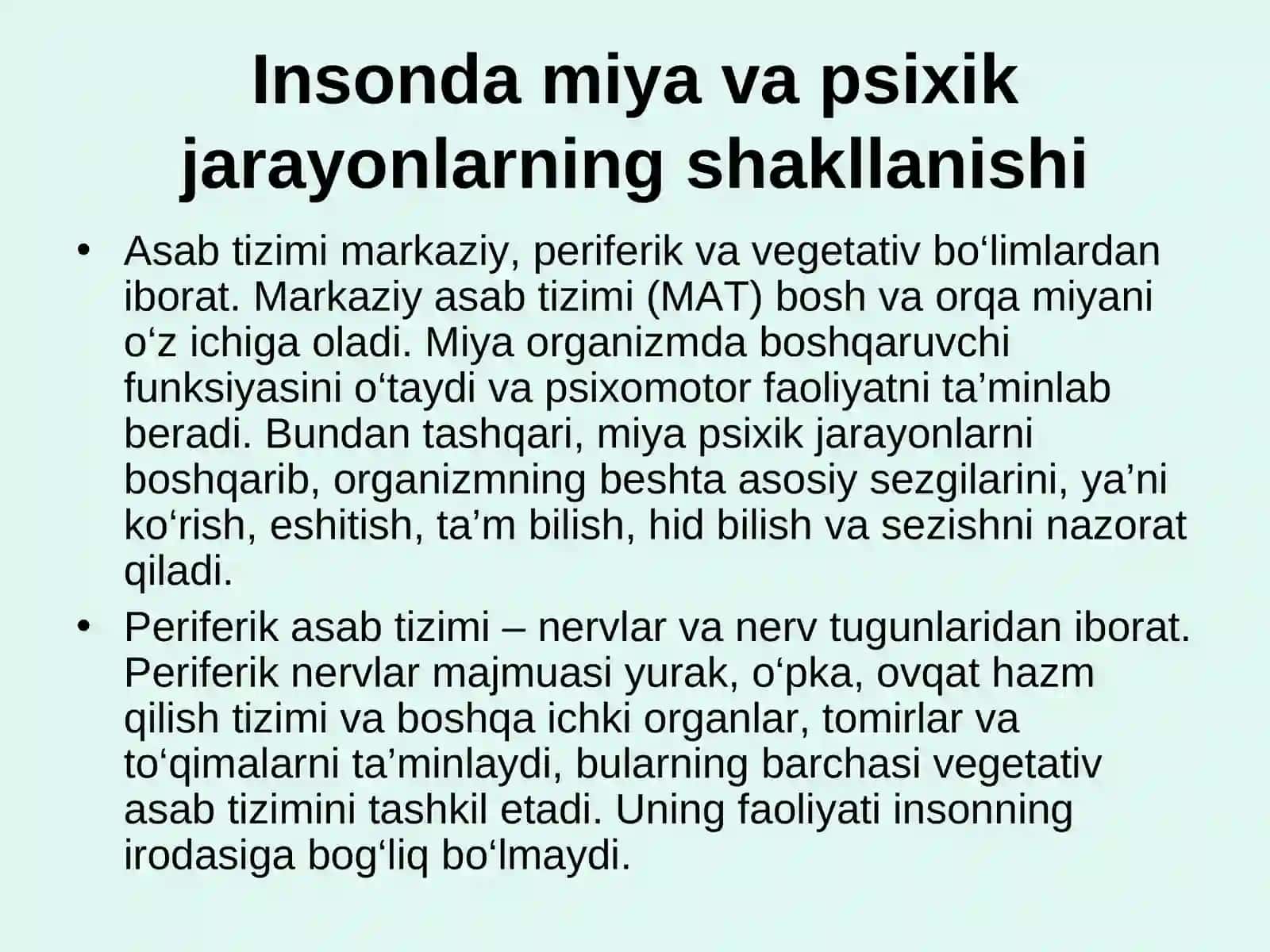 Insonda miya va psixik jarayonlarning shakllanishi 3
