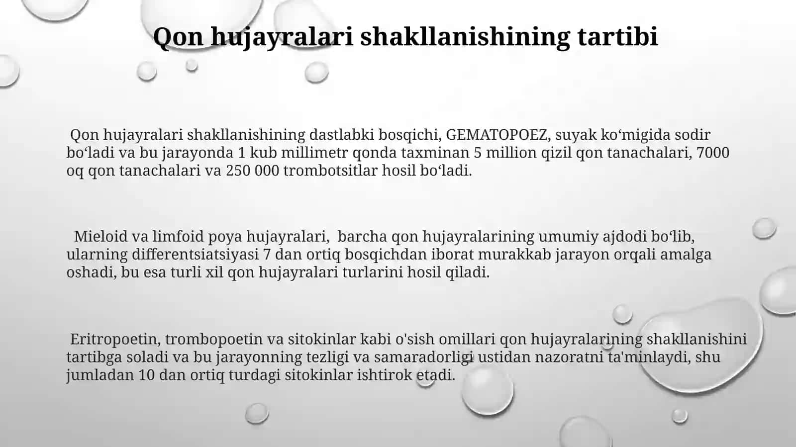 Qon yaratuvchi va immun himoya a'zolari.Periferik qon yaratuvchi 3