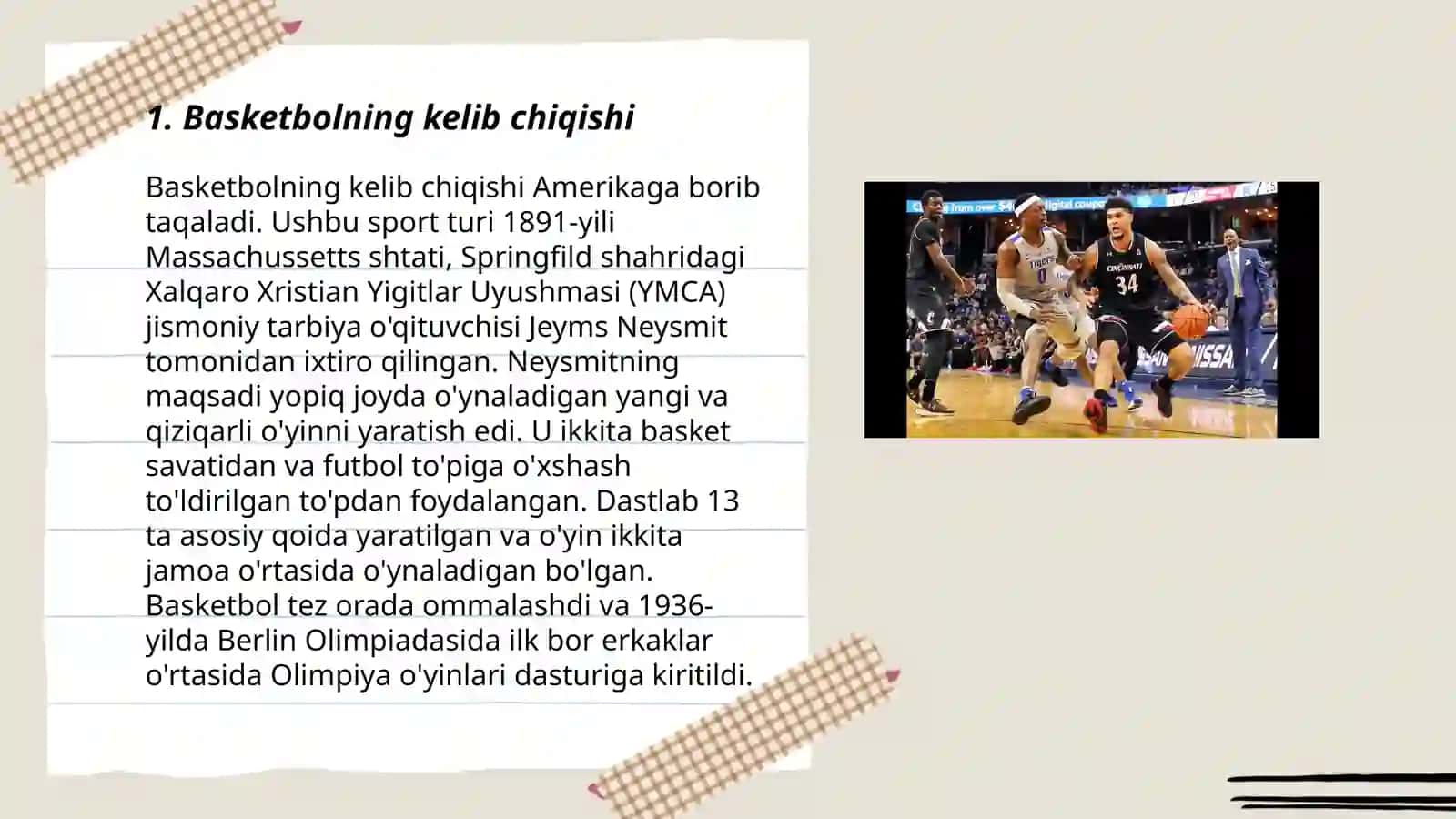 Basketbolning kelib chiqish tarixi 3