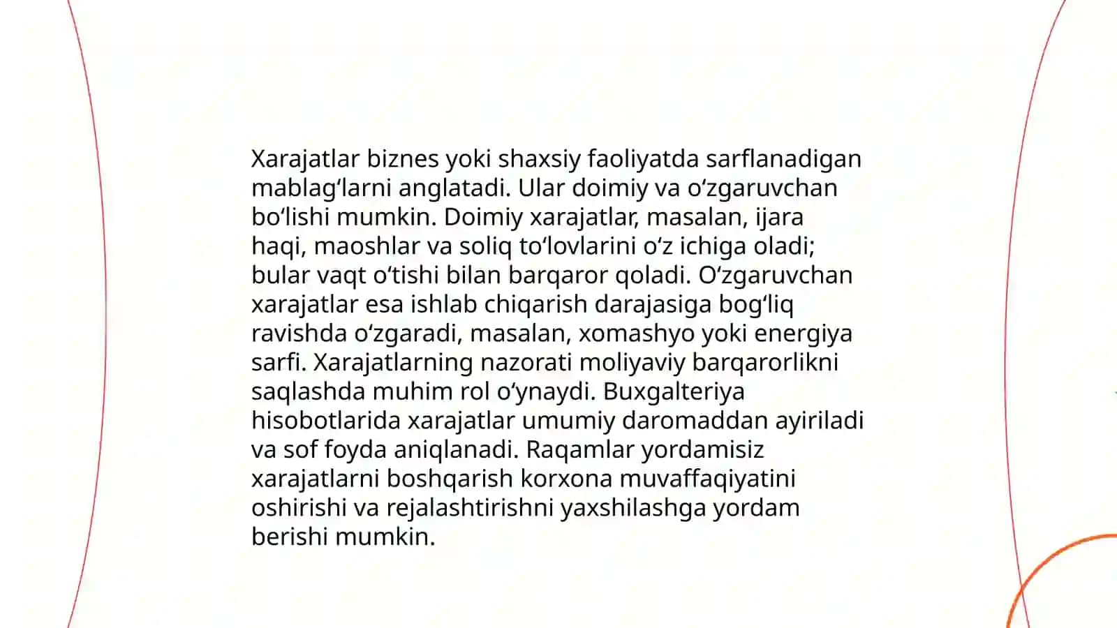 Xarajat haqida tushuncha va ularning turli xil belgilarga qarab turkumlanishi 3