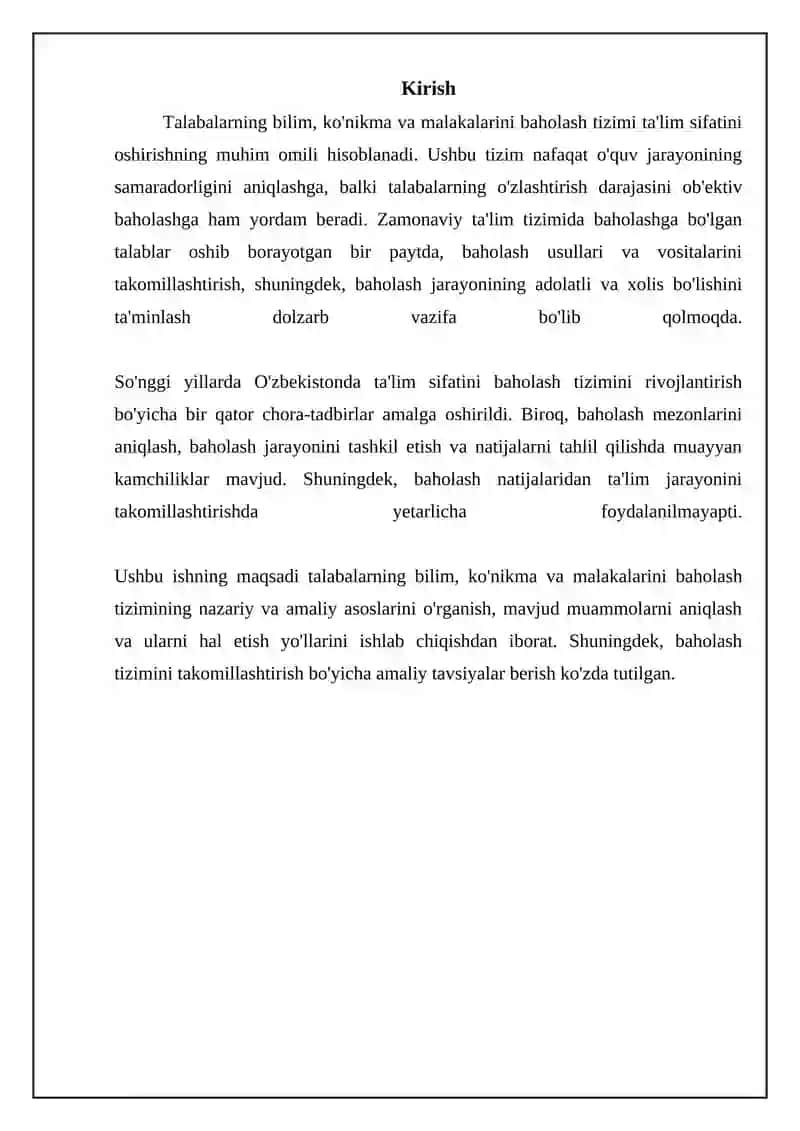 Talabalarning bilim, ko'nikma va malakalarini baholash tizimi 3