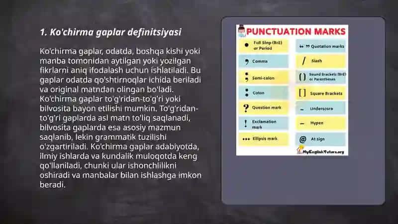 Ko'chirma gapli qo'shma gaplarda tinish belgilarining ishlatilishi 3