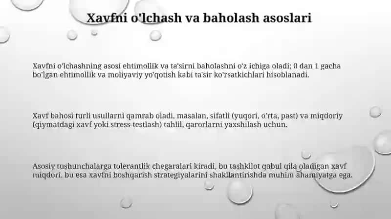RISKNI O'LCHASH VA QAROR QABULQILISH 3