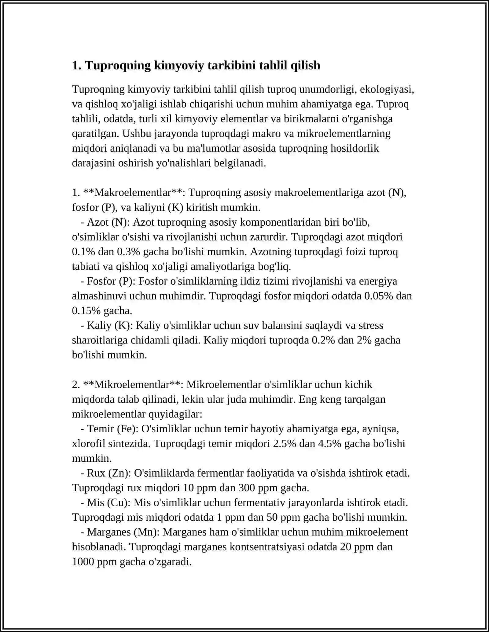 MUSTAQIL ISH Mavzu: TUPROQQA ISHLOV BERISH SIFATINI ANIQLASH 3