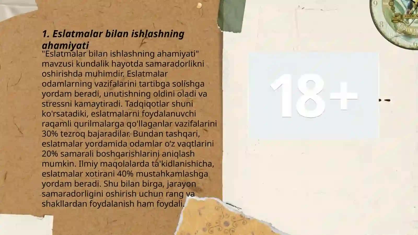 Eslatmalar bilan ishlash ( no talking) 3