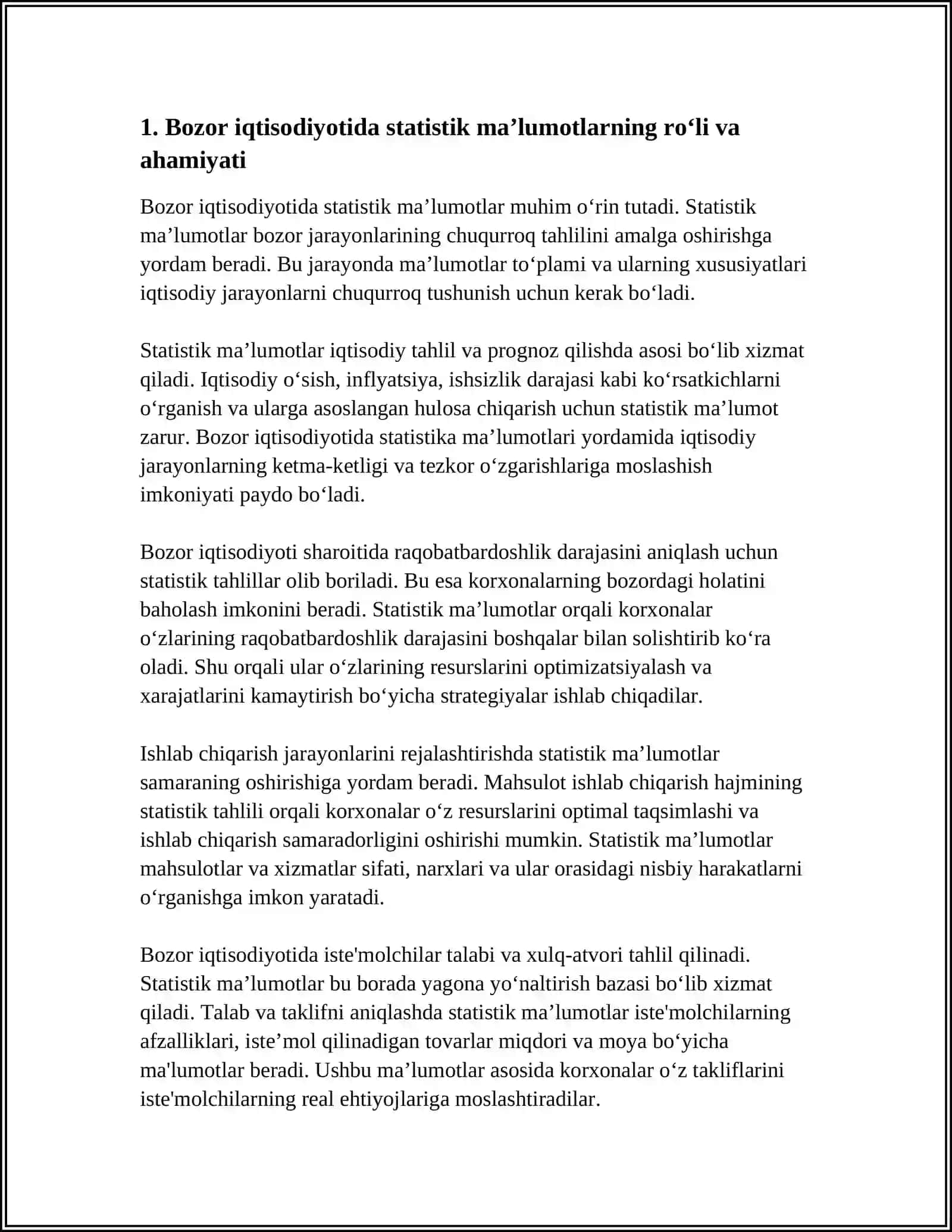 BOZOR IQTISODIYOT SHAROITIDA STATISTIKANING ROʻLI 3