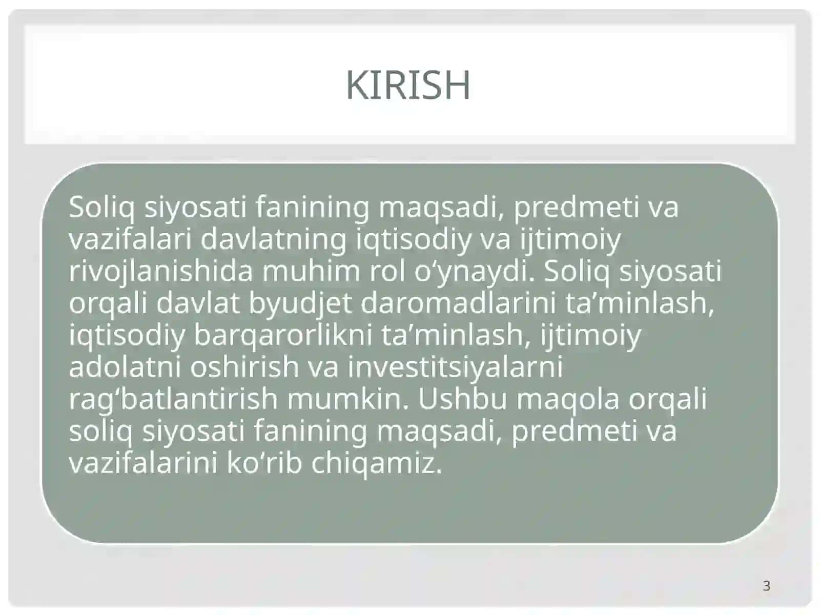 SOLIQ SIYOSATI FANINING MAQSADI, PREDMETI, VA VAZIFALARI 3