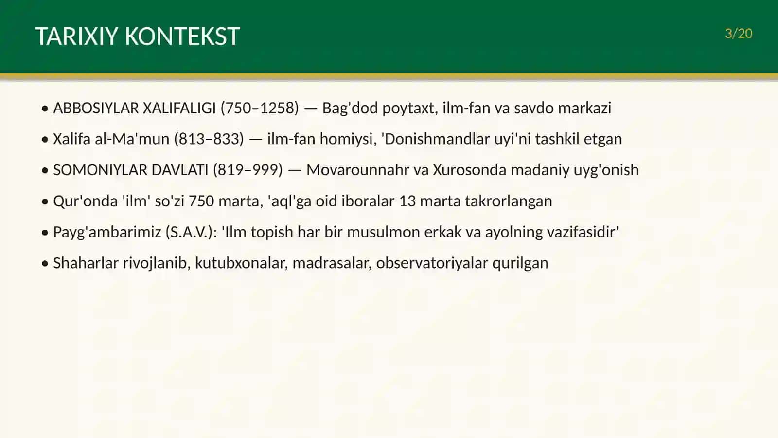 Islom Uyg'onish davrida fanning rivojlanishi 3