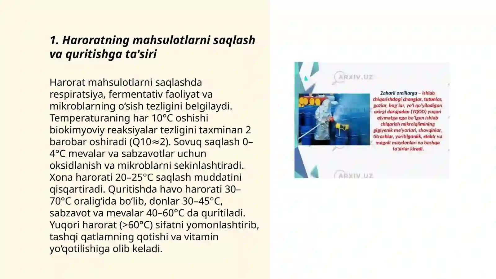 Mahsulotlarni saqlash va qurutishda tasir etuvchi omillar 3