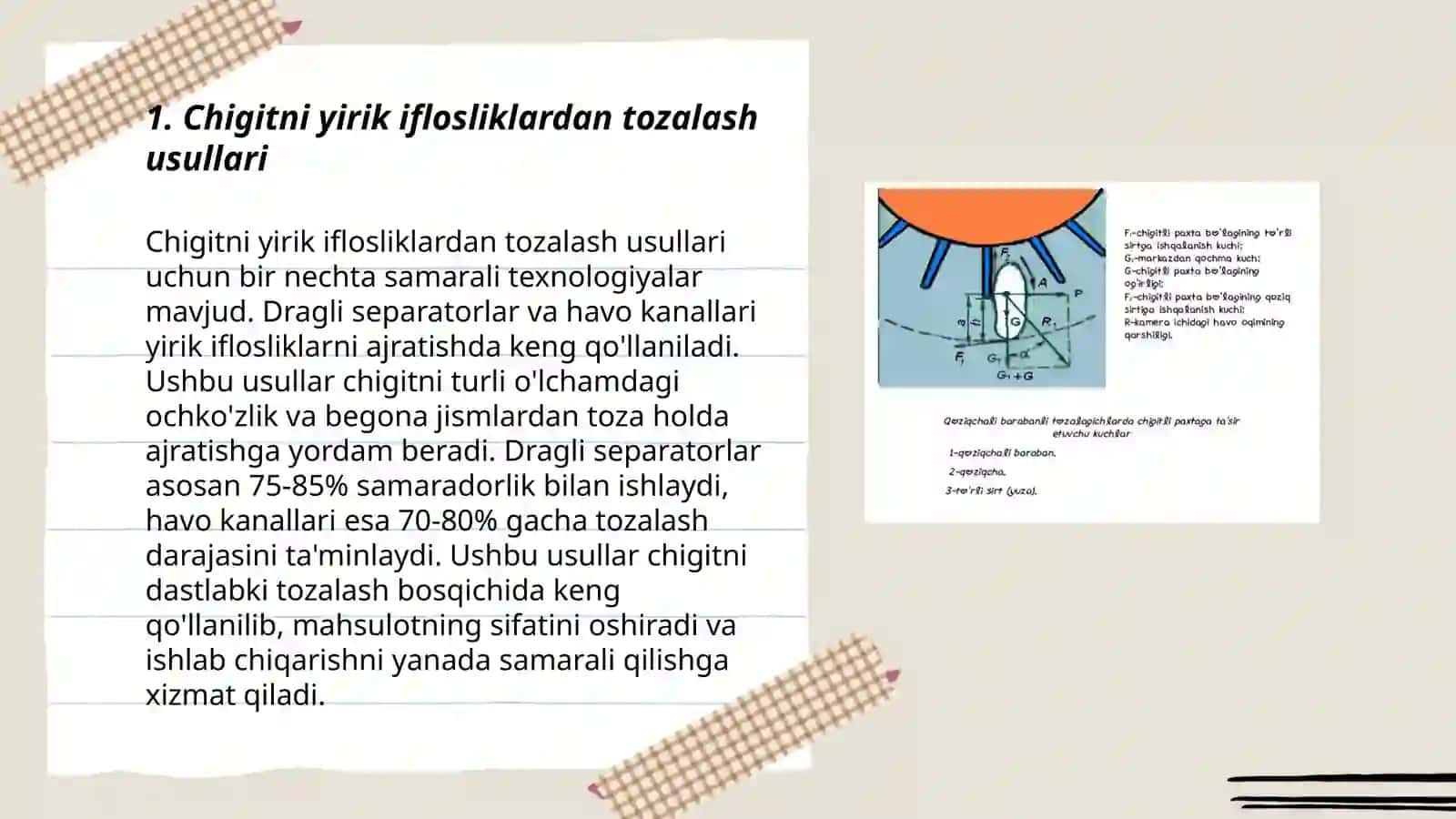 Uzbek: Chigitni yirik iflosliklardan tozalash usullari 3