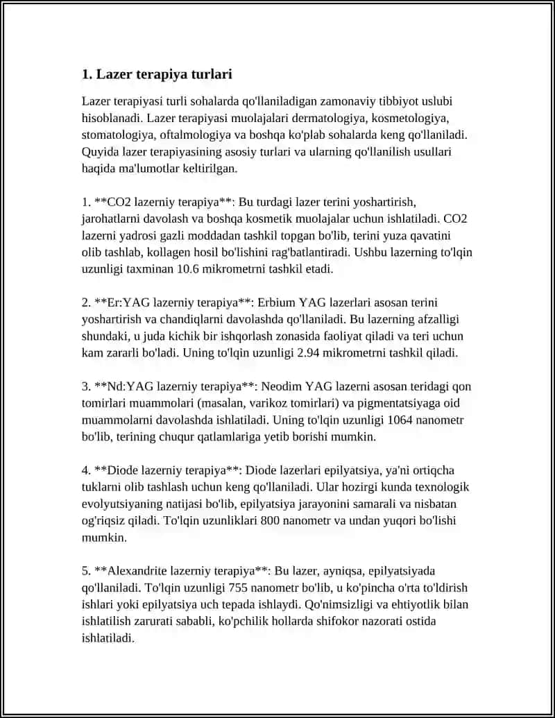 LAZERNING TIBBIYOTDA QOʻLLANILISHI. 3