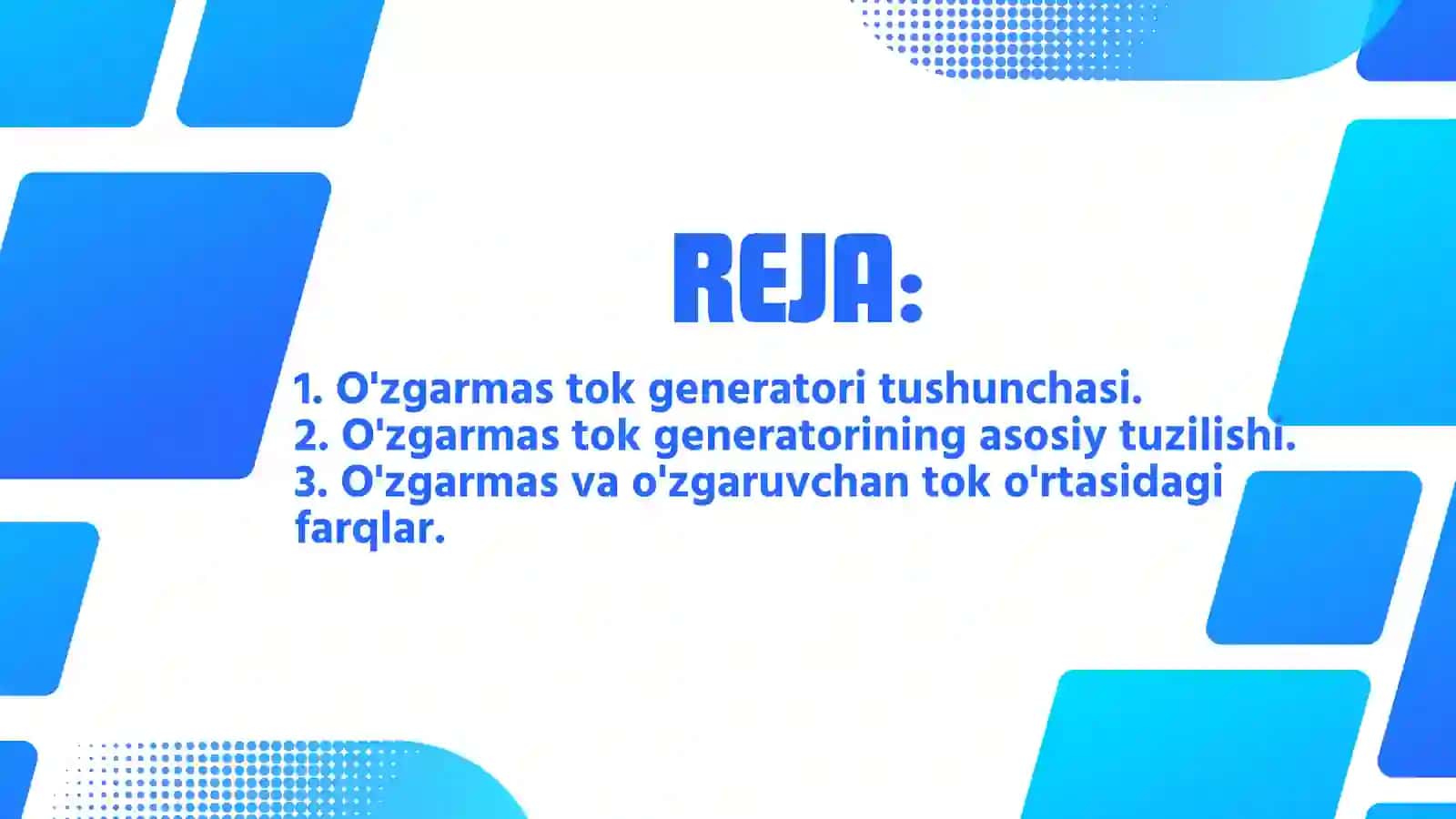 O’ZGARMAS TOK ELEKTR GENARATORLARI 3