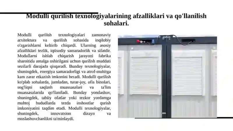 Modulli Sanat Binolarini Tez Qurish 3