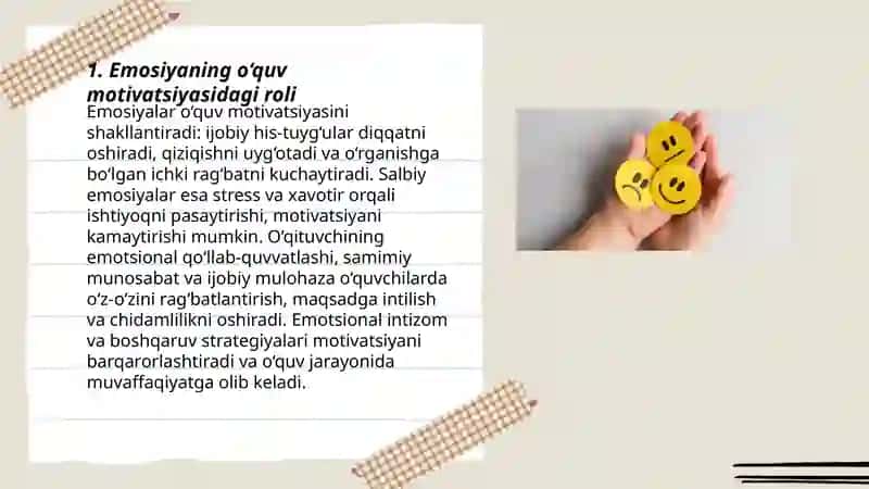 Emosiyaning pedagogik jarayondagi roli 3