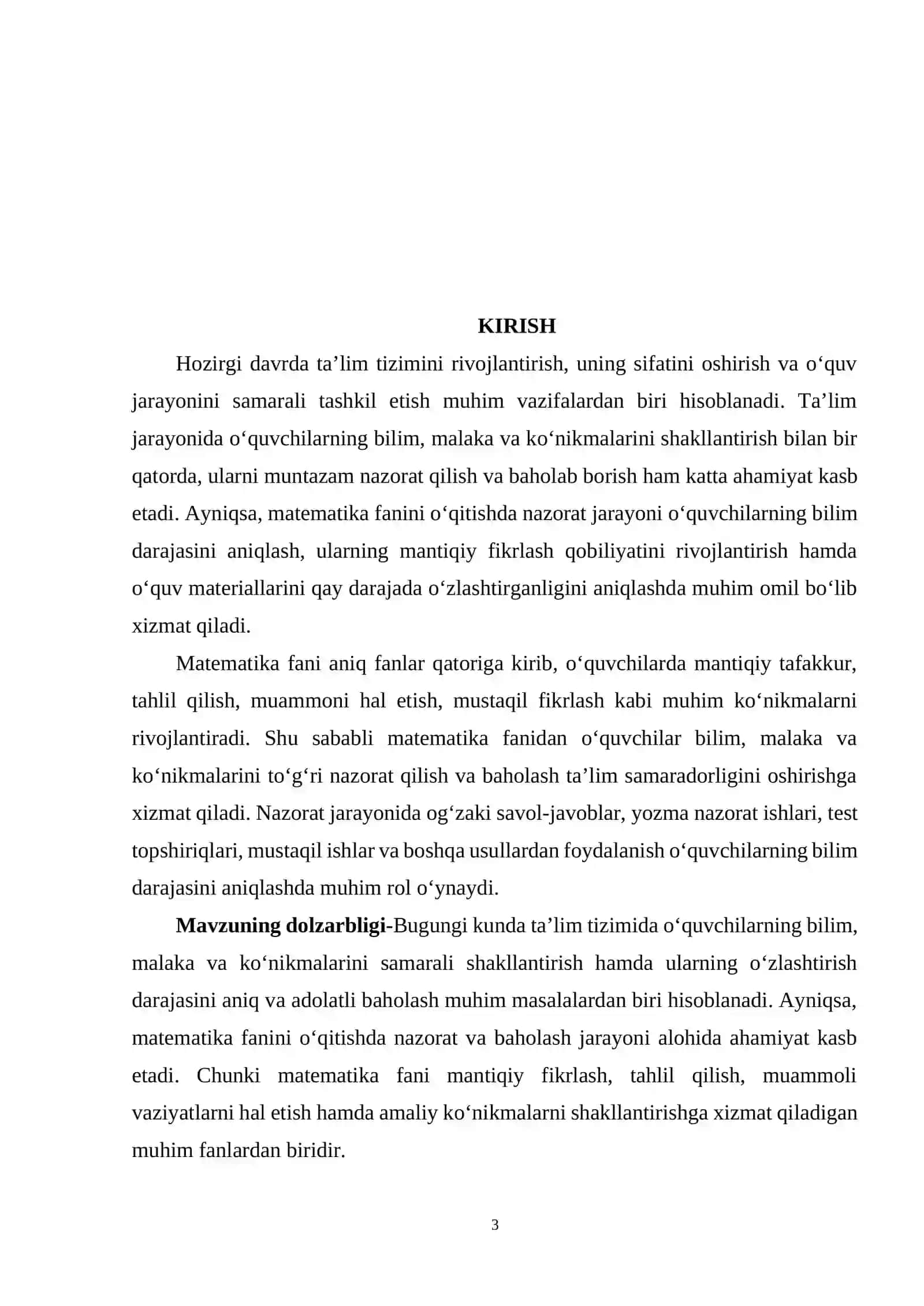 Matematika fanlaridan o’quvchilar bilim, malaka va ko’nikmalarini nazorat qilish shakillari .docx 3