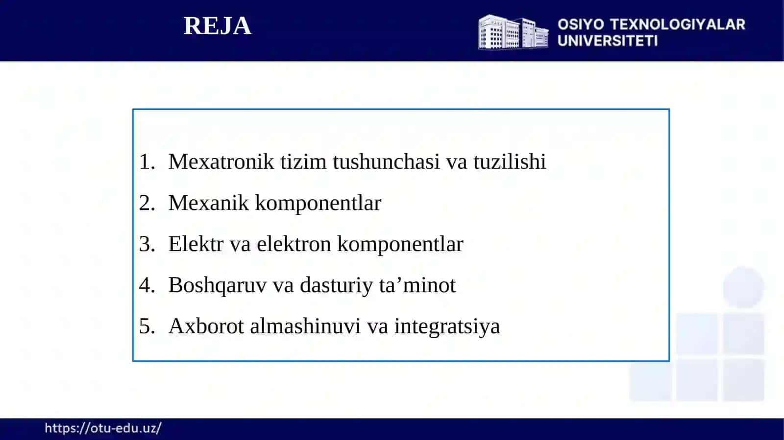 MEXATRONIK TIZIMLARNING ASOSIY KOMPONENTLARI 3